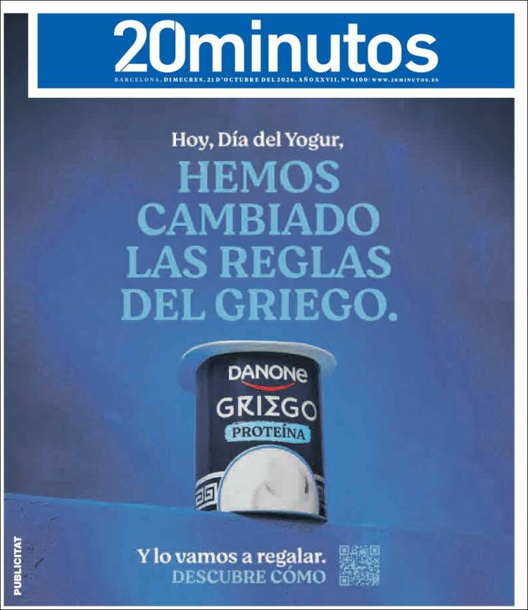 Portada de 20 Minutos - Barcelona (Spain)