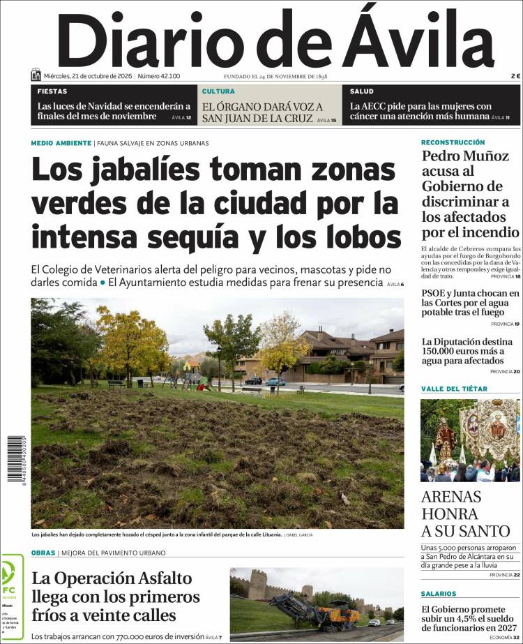 Portada de Diario de Ávila (Spain)