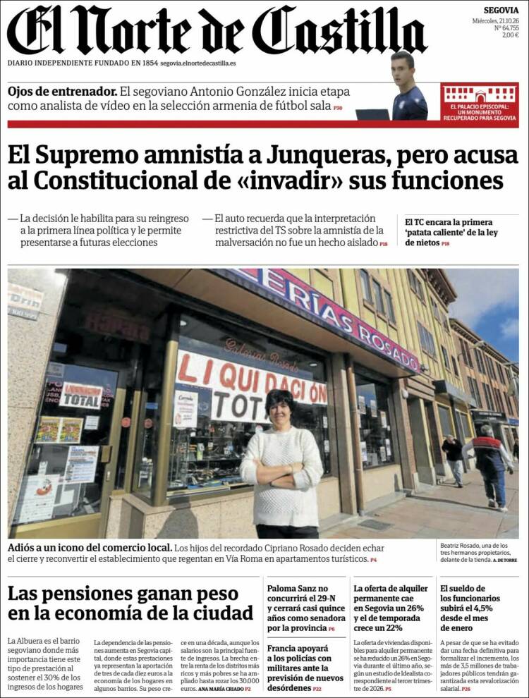 Portada de Norte de Castilla - Segovia (Spain)