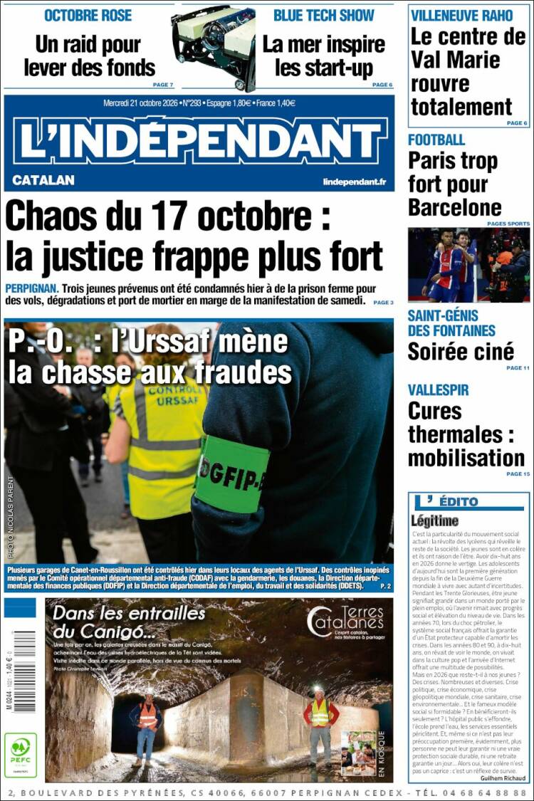 Portada de Le Indépendant (France)