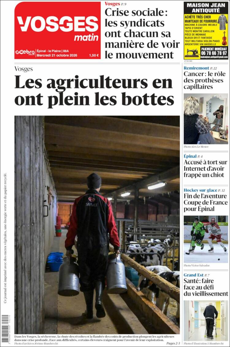 Portada de Vosges Matin (France)