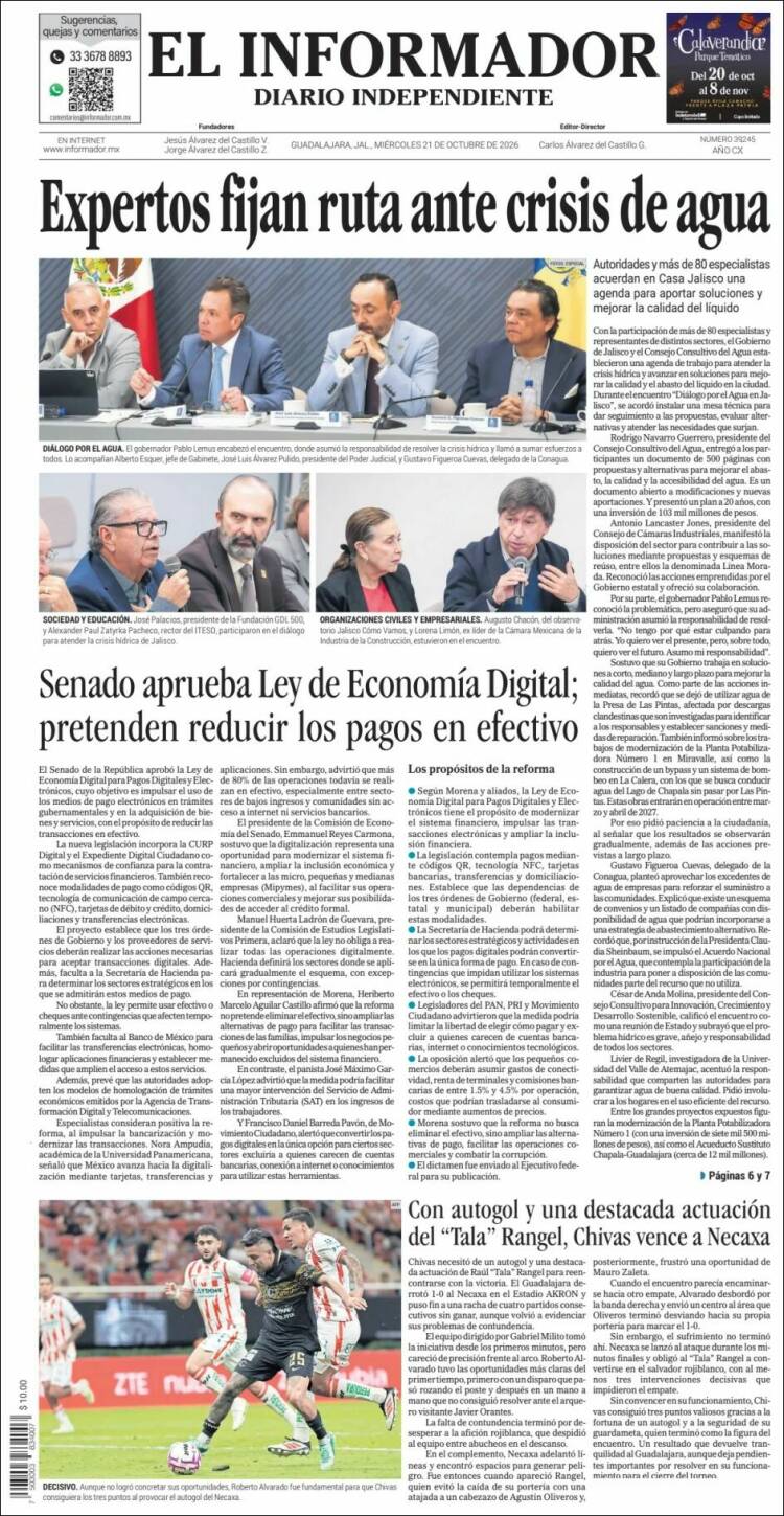 Portada de El Informador (México)
