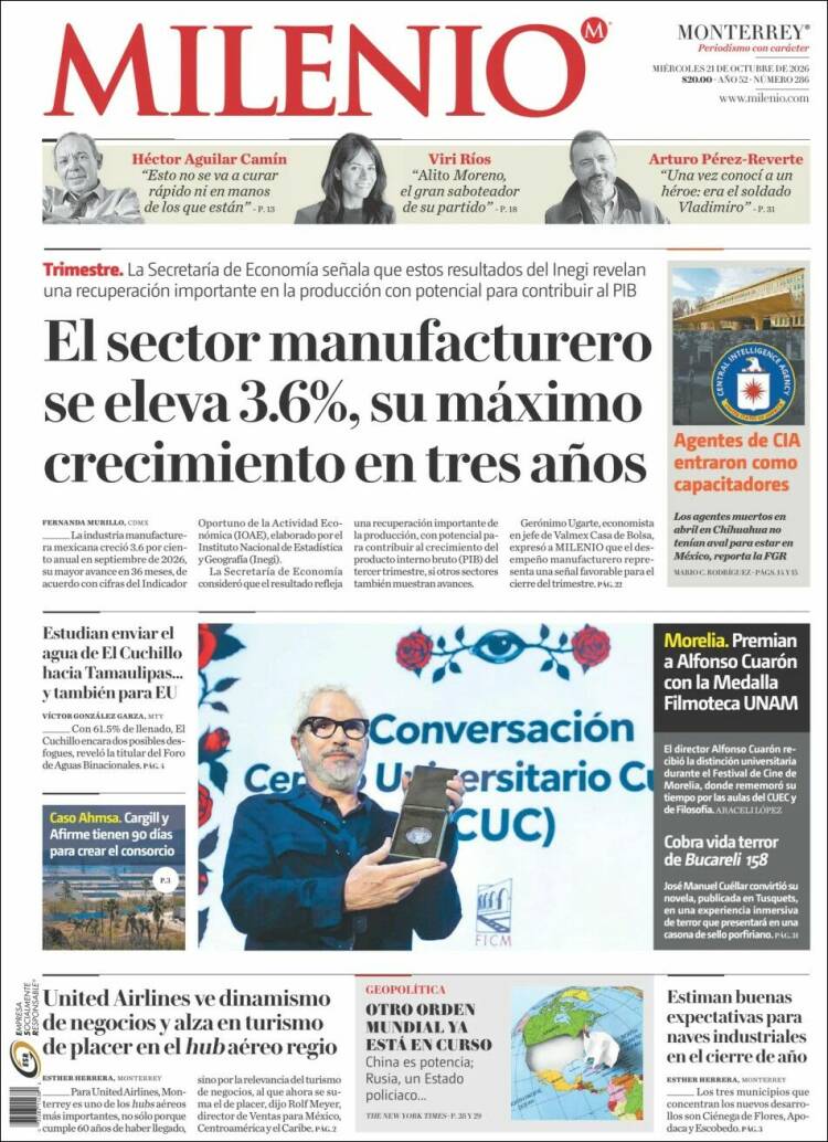 Portada de Milenio de Monterrey (Mexico)