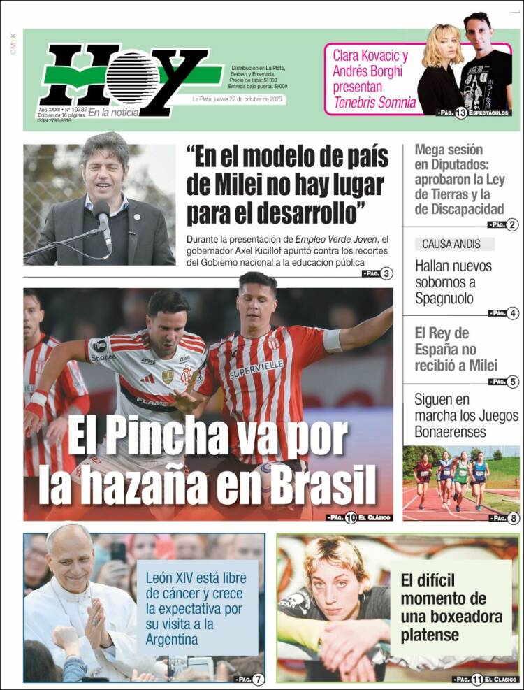 Portada de Diario Hoy (Argentina)