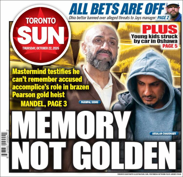 Portada de The Toronto Sun (Canada)