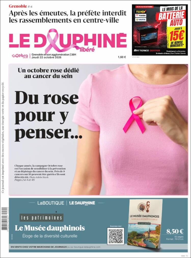 Portada de Le Dauphiné Libéré (France)