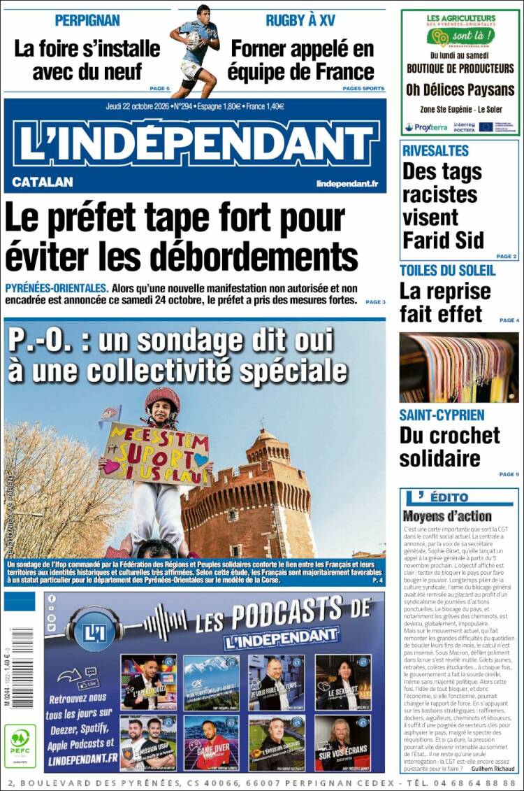 Portada de Le Indépendant (France)