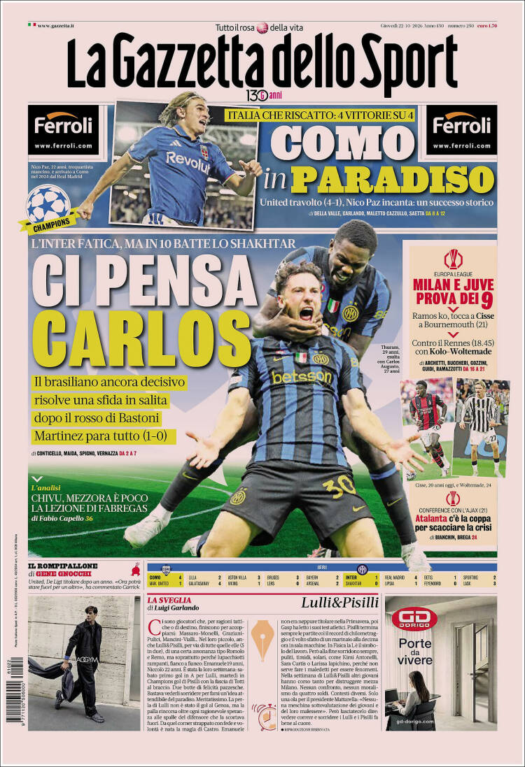 Portada de La Gazzetta dello Sport (Italy)