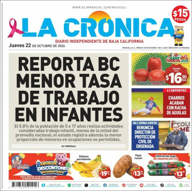 Portada de La Crónica de Baja California (Mexico)