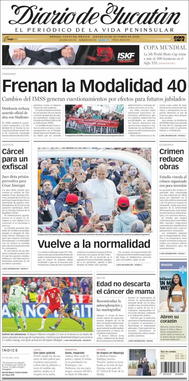 Portada de Diario de Yucatán (Mexico)