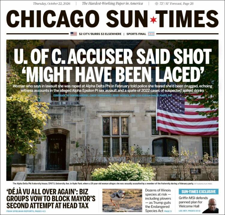 Portada de Chicago Sun-Times (USA)