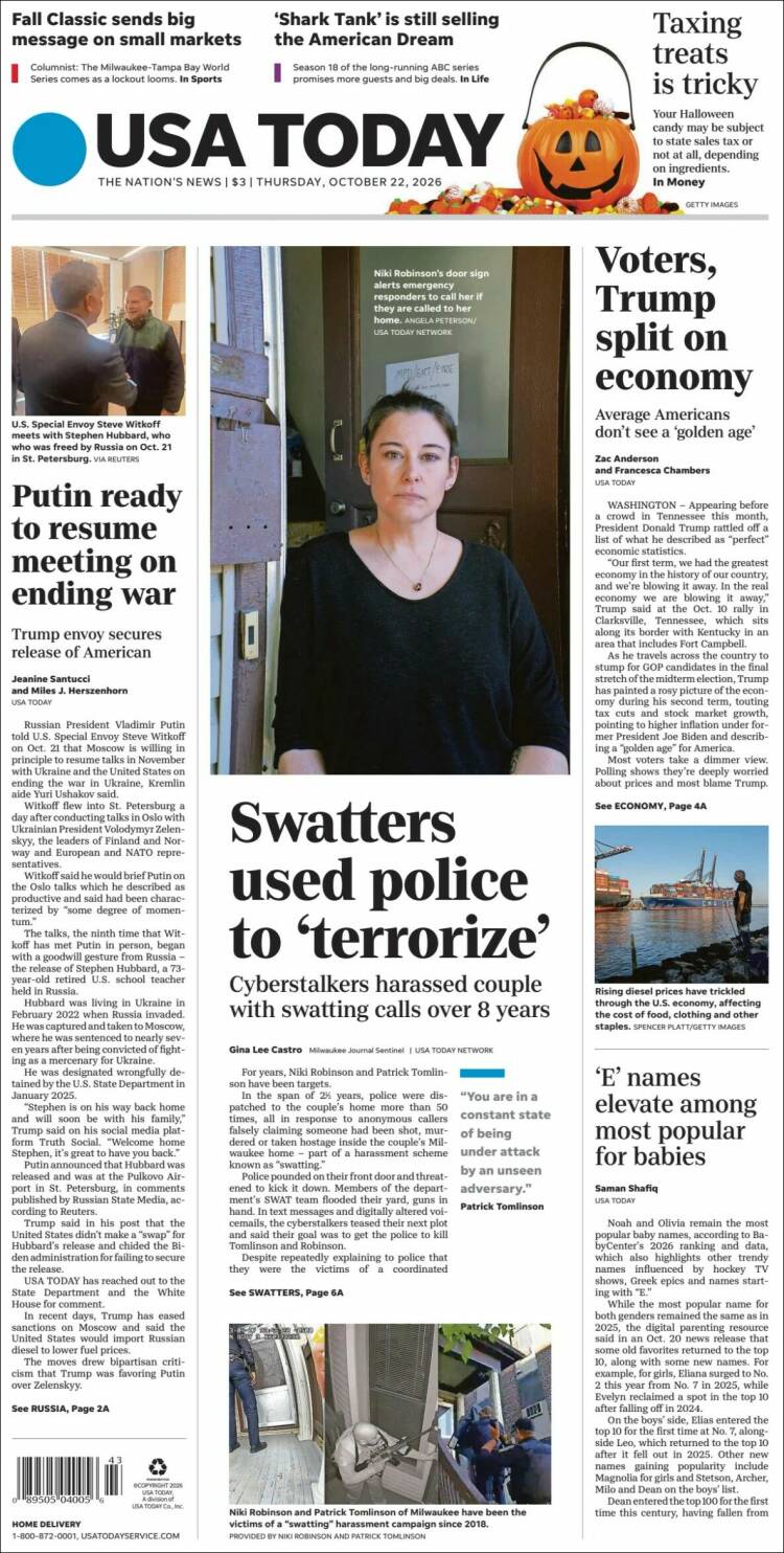 Portada de USA Today (USA)
