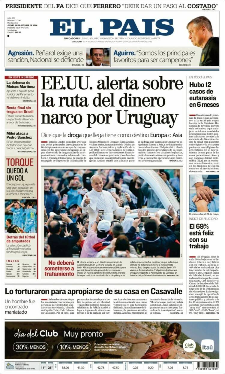 Portada de El País (Uruguay)