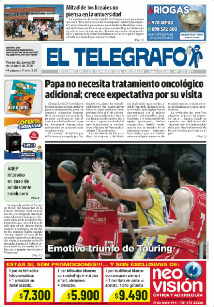 Portada de El Telégrafo (Uruguay)