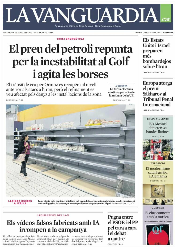 Portada de La Vanguardia (Spain)
