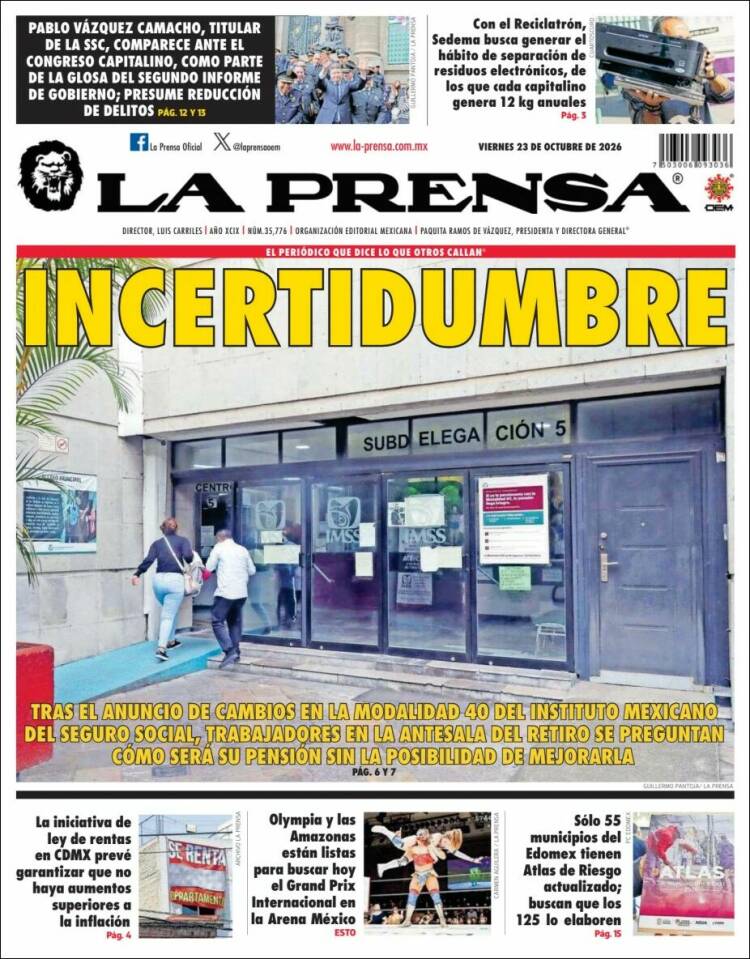 Portada de La Prensa (México)
