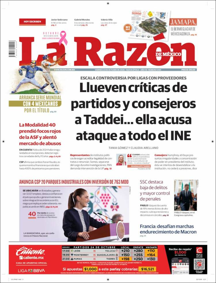 Portada de La Razón (México)