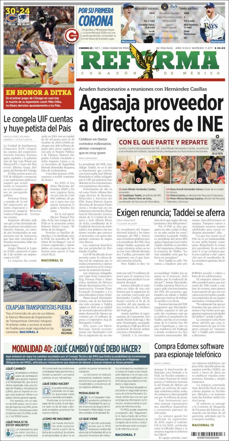 Portada de Reforma (México)