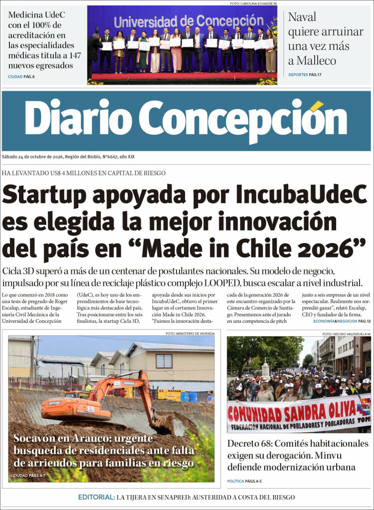 Portada de Diario de Concepción (Chile)