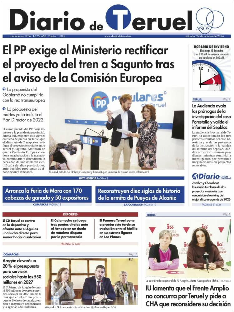 Portada de Diario de Teruel (Spain)