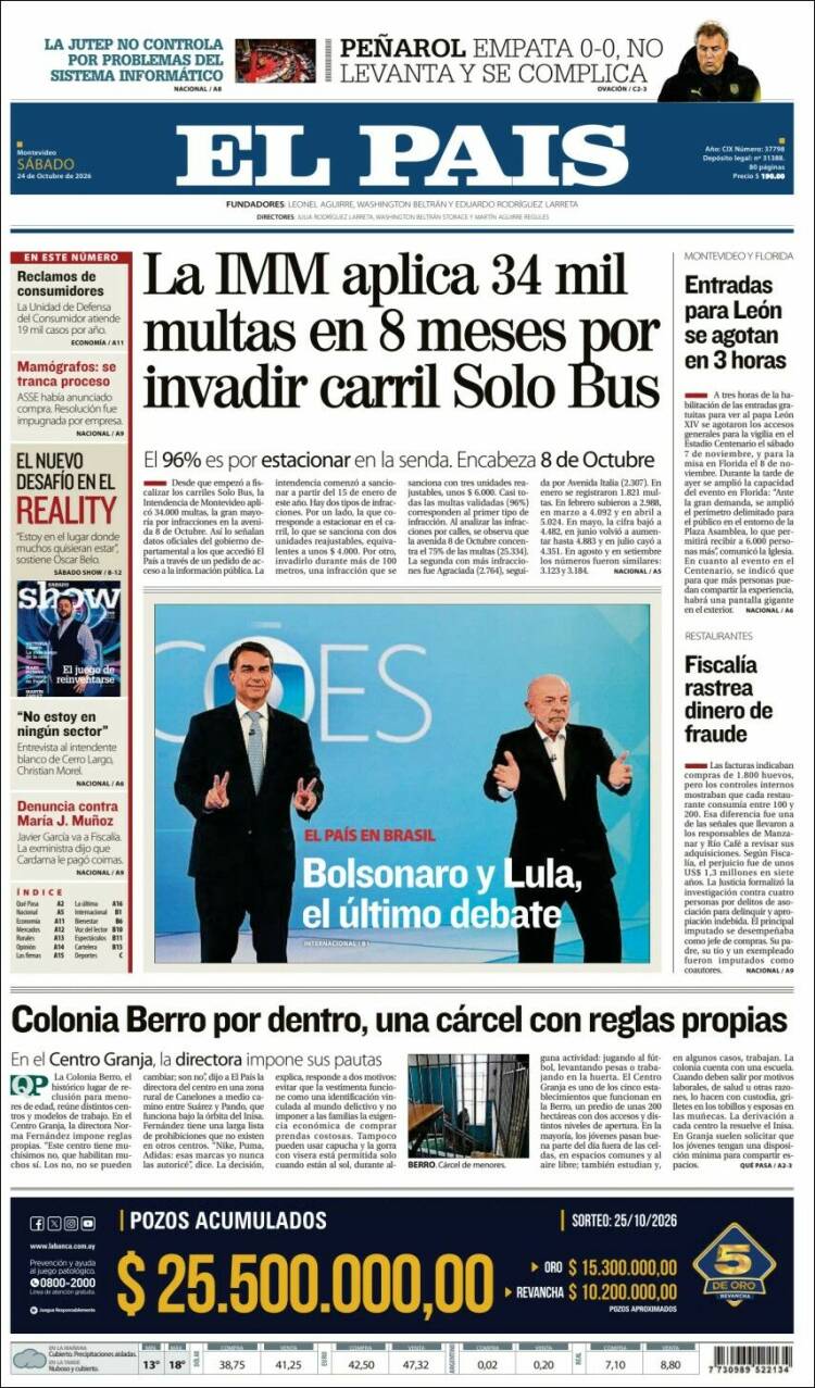 Portada de El País (Uruguay)