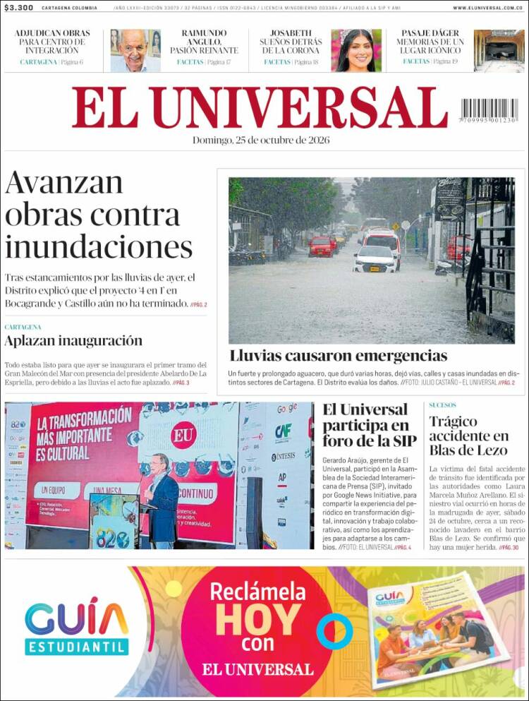 Portada de El Universal (Colombia)