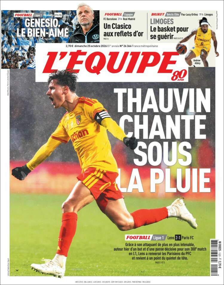 Portada de L'Equipe (France)
