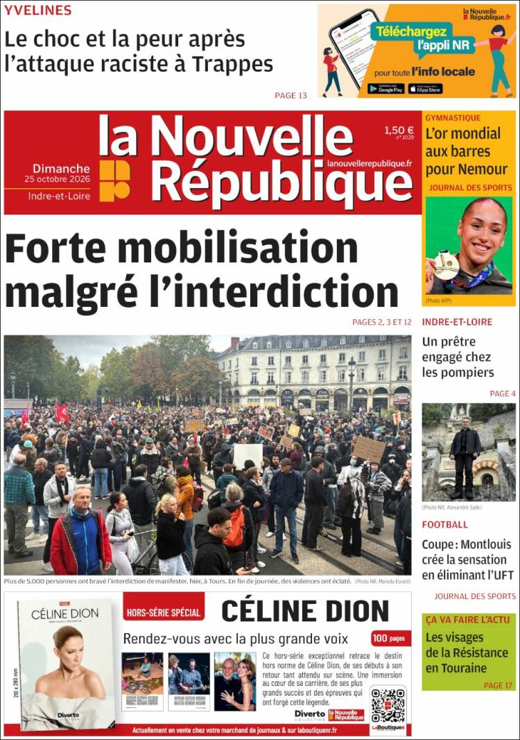 Portada de La Nouvelle Republique (France)