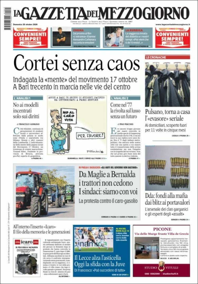 Portada de La Gazzetta del Mezzogiorno (Italy)