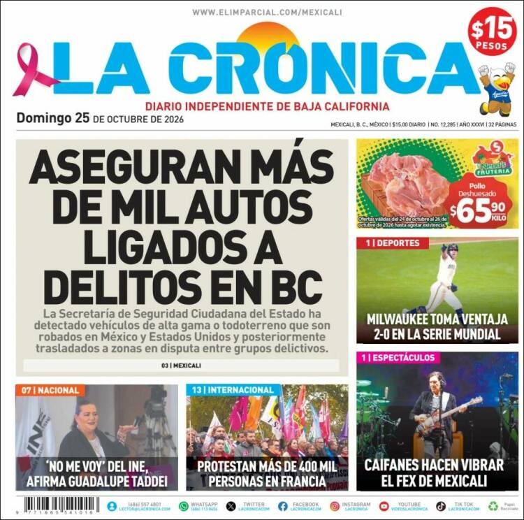 Portada de La Crónica de Baja California (Mexique)