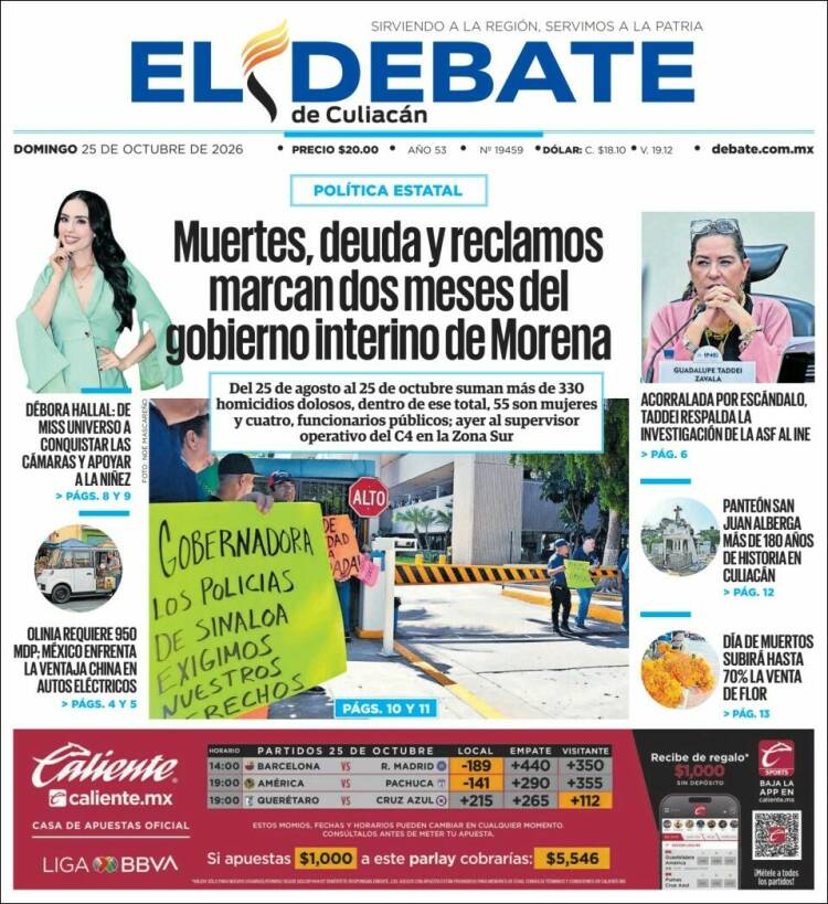 Portada de El Debate de Culiacán (Mexico)