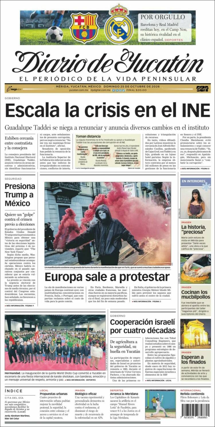 Portada de Diario de Yucatán (México)