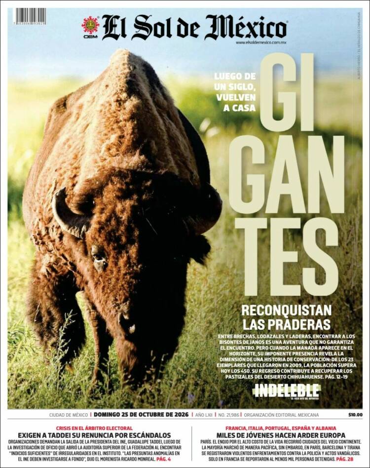 Portada de El Sol de México (México)