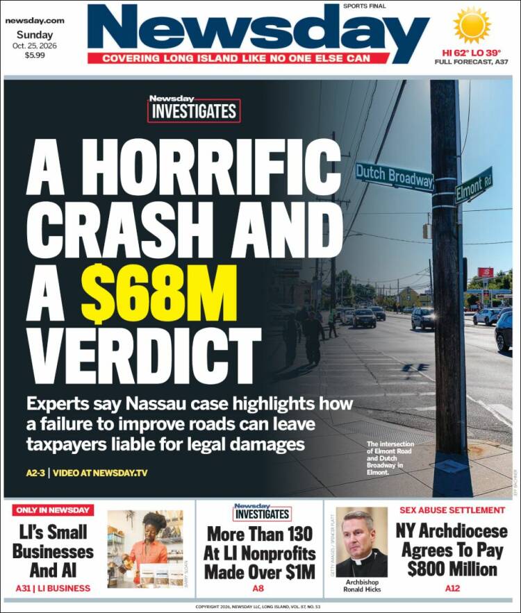 Portada de Newsday (USA)