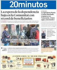 Portada de 20 Minutos - Valencia (Spain)