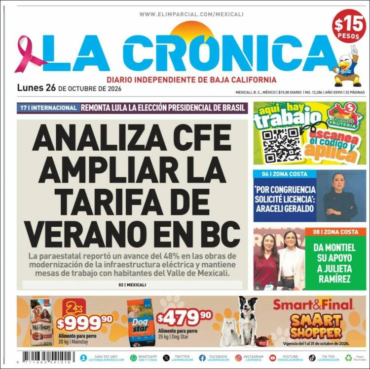 Portada de La Crónica de Baja California (México)