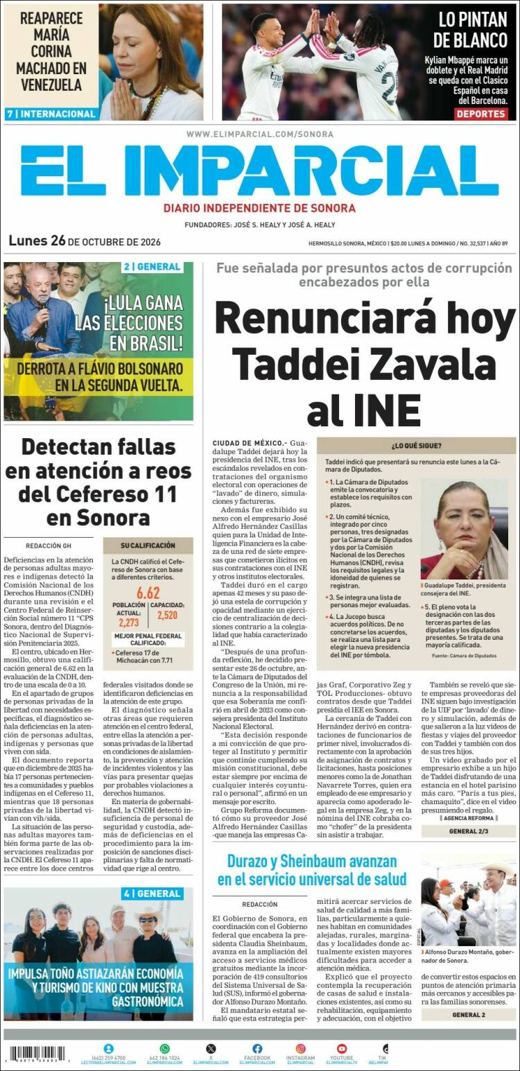 Portada de El Imparcial (México)