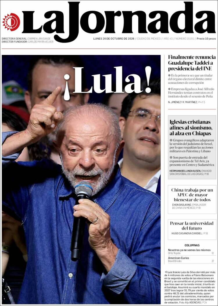 Portada de La Jornada (México)