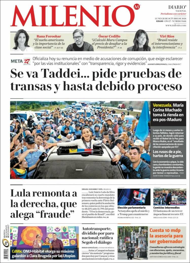 Portada de Milenio (México)