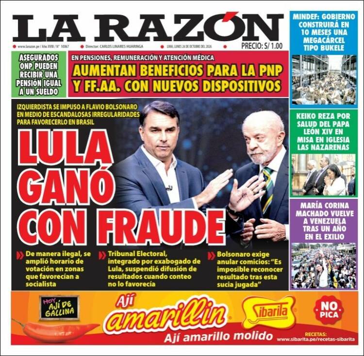 Portada de La Razón (Peru)