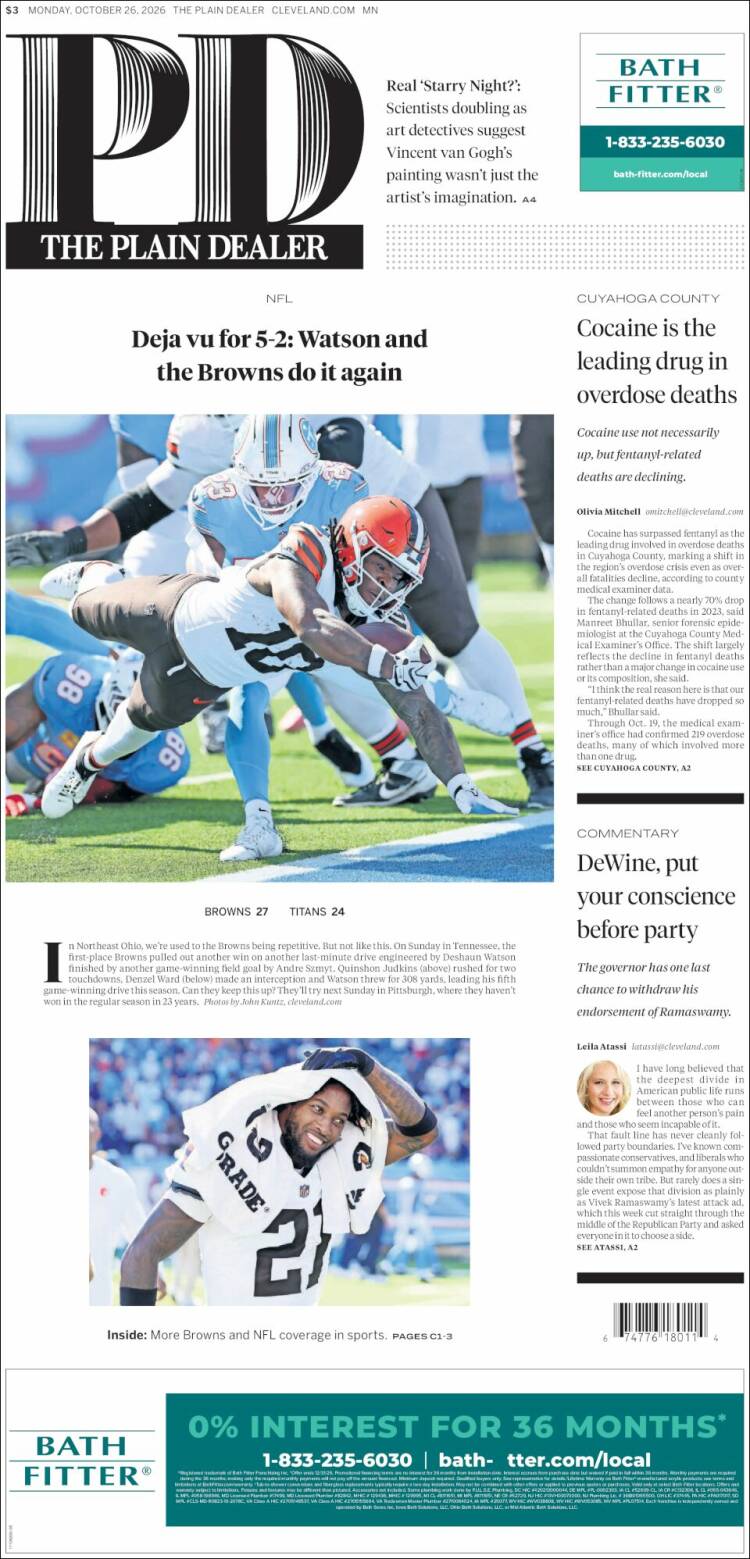 Portada de The Plain Dealer (USA)