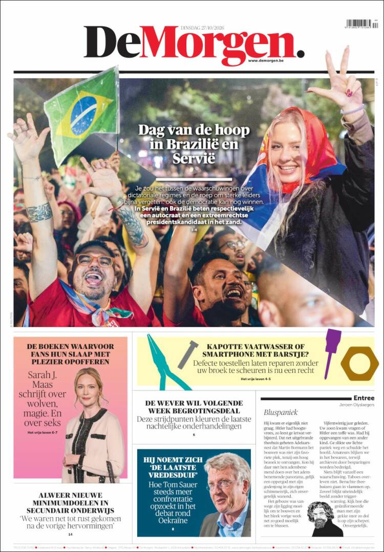 Portada de De Morgen (Belgium)