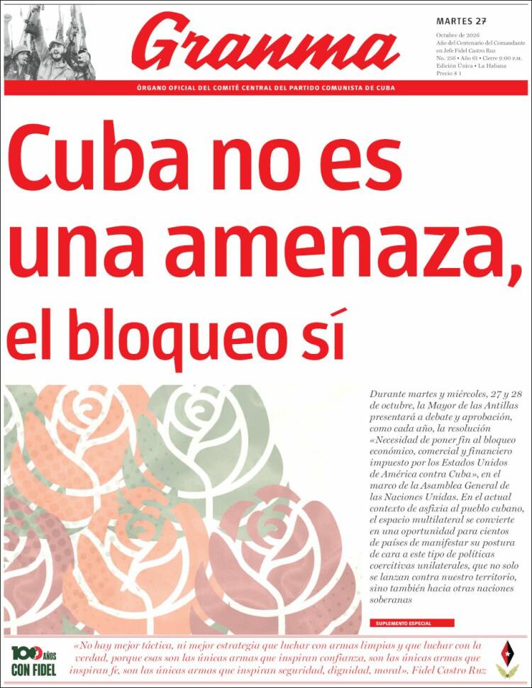 Portada de Granma (Cuba)