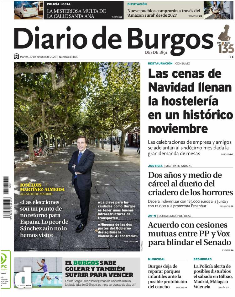 Portada de Diario de Burgos (Spain)