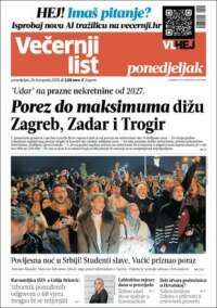 Portada de Večernji (Croatia)