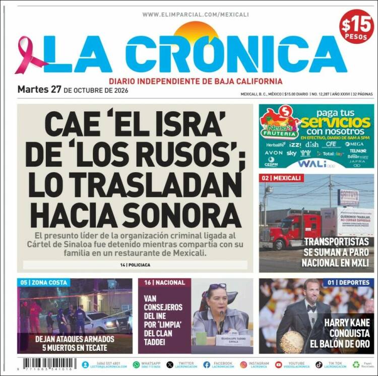 Portada de La Crónica de Baja California (Mexico)