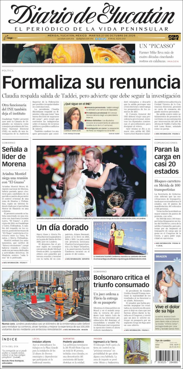 Portada de Diario de Yucatán (Mexico)