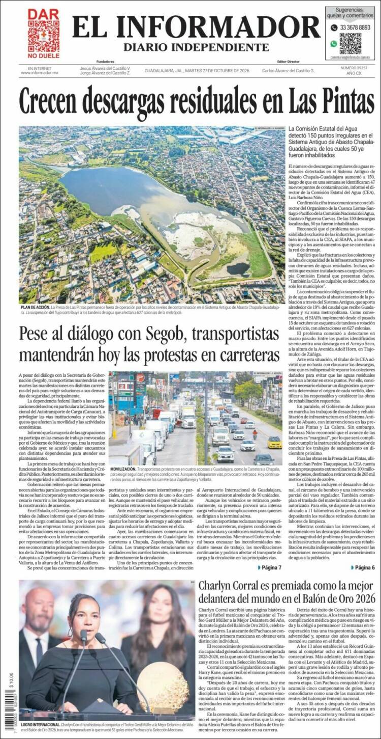 Portada de El Informador (Mexico)