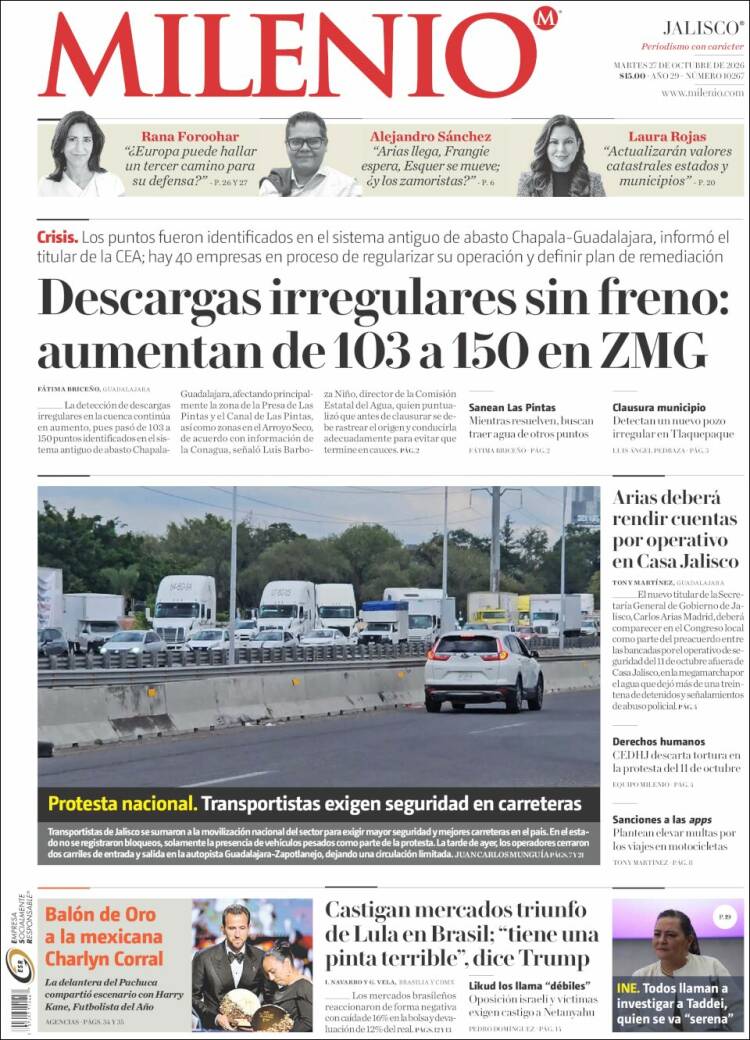Portada de Milenio - Jalisco (Mexico)