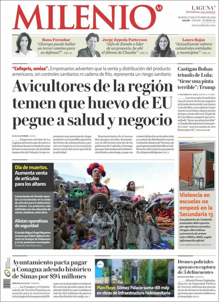 Portada de Milenio - Laguna (Mexico)